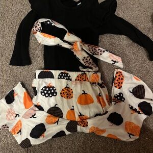 Kids Halloween Pumpkin Costume Set - Black and Orange